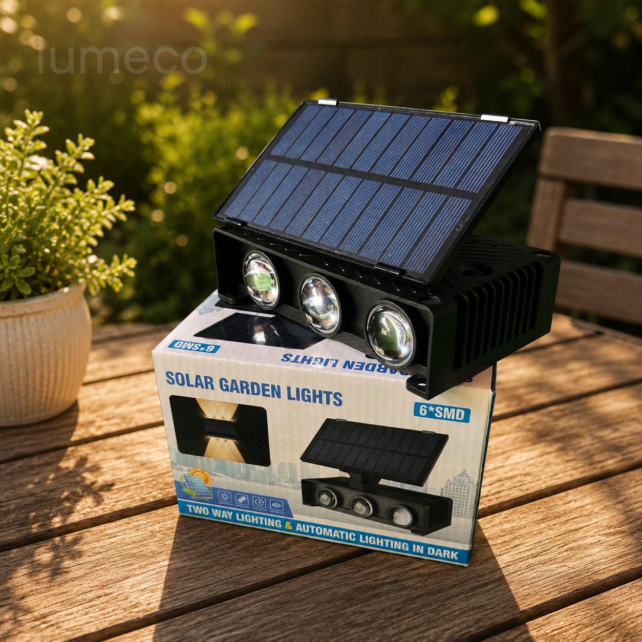 Lámpara Solar Lumeco™ – Luz Ambiental + Triple Foco